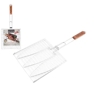 Mallony Решетка для барбекю ECOS RD-117W (рыбная, 3 секции, р-р 28х28х1,5см, общая длина 63 см, хром.) 999658-SK