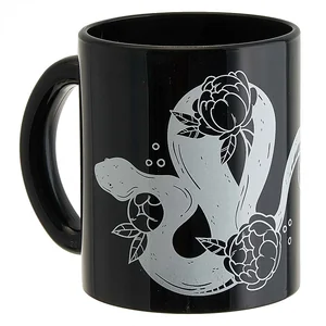 DELTA Кружка 300 мл 1208/DPP "Змея в пионах" черный/белый СИМВОЛ ГОДА 2025