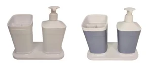 РОССПЛАСТ Дозатор д/жидкого мыла + Держатель д/зубных щеток НВК-900 ГОЛУБОВАТО СЕРЫЙ/БЕЛЫЙ