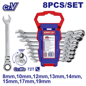 Emtop Набор гаечных ключей с гибким храповиком 8шт ECSS10803