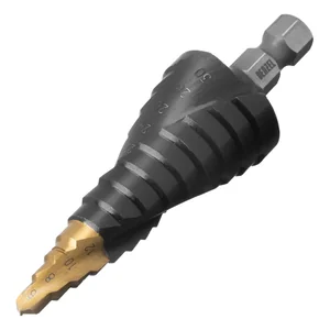 Denzel Сверло ступенчатое, 6-8-10-12-14-16-18-20-22-24-26-28-30мм, Р6М5, 6-гр. хвостовик 723604