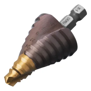 Denzel Сверло ступенчатое, 9-12-15-18-21-24-27-30-33-36 мм, Р6М5К5, 6-гр. хвостовик 723615