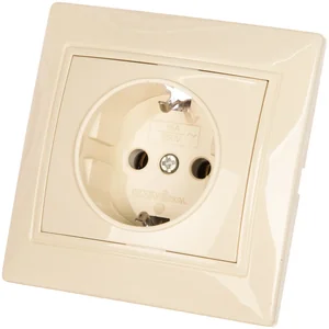 UNIVersal Розетка одноместная серия "Севиль" б/з, с/у, 16А, 220В, "слоновая кость" (ivory) (еврослот)