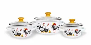 КМК Набор кастрюль (6пр.) Птичий двор-1-Экстра белый