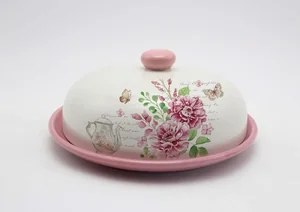 КОРАЛЛ Блюдо для блинов с крышкой Дикая роза d23см. HC604R-F66