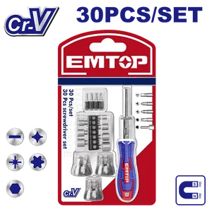 Emtop Отвертка реверсивная с битами 30шт EBST03006