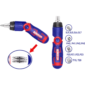 Emtop Отвертка реверсивная с битами 15-в-1 ESDRH1502