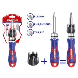 Emtop Отвертка реверсивная с битами 8 шт ESDRH0802