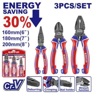 Emtop Набор шарнирно-губцевого инструмента с увеличенным рычагом 3шт EPLS0321