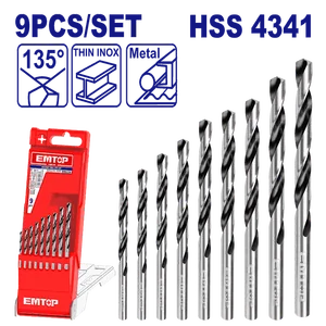 Emtop Набор сверл по металлу HSS 9шт ETDBB11095
