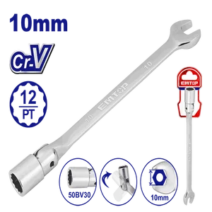 Emtop Комбинированный ключ с шарнирной торцевой головкой EMTH1E10
