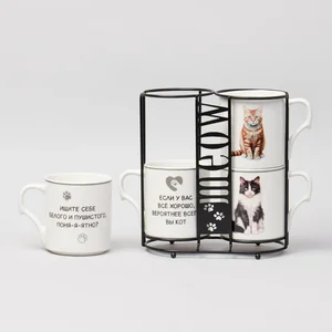 Lefard Набор Кружек Meow 4шт На Подставке 368мл. 153-946