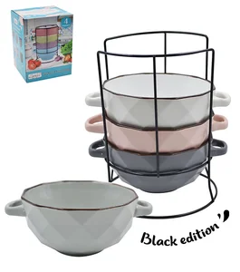 Lavenir Набор бульонниц на м/подст. (4шт.) "Стиль" 630 мл, 14 см, 21812