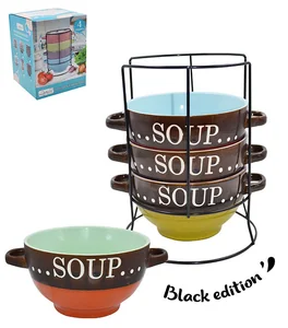 Lavenir Набор бульонниц на м/подст. (4шт.) "Суп" 620 мл, 14 см, 21707