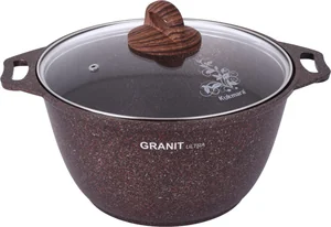 KUKMARA Кастрюля 4л со стекл. крышкой, АП линия Granit ultra (Red) кга42а