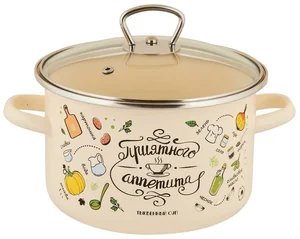 Appetite Кастрюля эмал цил Приятного аппетита 3,0л стекл/кр 1RD181S