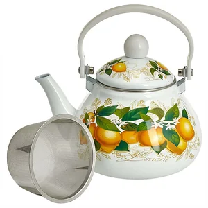 METALLONI Чайник 1,3 л эмалированный с фильтром из нержавеющей стали EM-1331 "Лимоны"