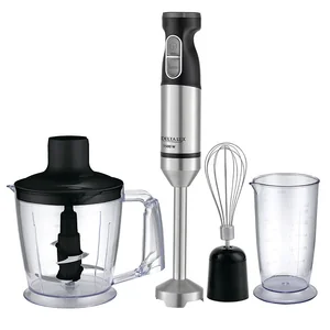 DELTA Блендер погружной 1500 Вт LUX DE-7011B с измельчителем, венчиком, стаканом, черный