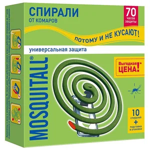 MOSQUITALL 70 часов защита от комаров 10 спиралей