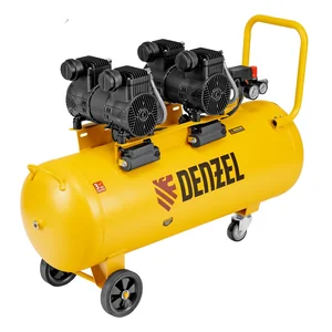 Denzel Компрессор безмасл. малошумный DLP-3000/100, 3 кВт, 2х1,5 кВт,100 л, 2850 об/мин,500 л/мин 58145