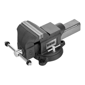 Denzel Тиски слесарные BVH-150, 150 мм, поворотные, стальная направляющая, с наковальней 18685
