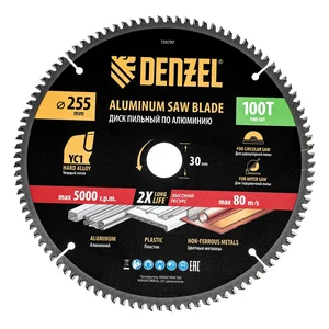 Denzel Пильный диск по алюминию ф255 х 30 мм, 100 зубьев 733797