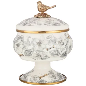 Lefard Сахарница Agness эмалированная на ножке, серия ЯБЛОНЕВЫЙ САД, 850мл. 950-535