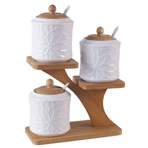 ALPENKOK Набор из 3 банок (360 мл) с ложками на бамбуковой подставке AK1-0018 KRISPY