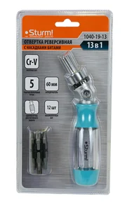 Sturm Отвертка реверсивная, 13 в 1, 5 положений, CrV 1040-19-13
