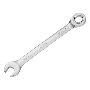 Denzel Ключ комбинированный трещоточный, 17 мм, CrV, матовый хром 14711