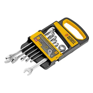 Denzel Набор ключей комбинированных трещоточных 6-17 мм, 6 шт., CrV, матовый хром 14720