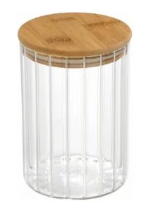 MALLONY Банка из рельефного стекла, AROMA RIVIERA, объём: 1000 мл, с крышкой из бамбука 108280-SK
