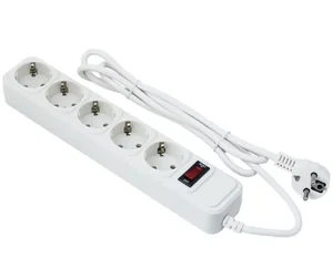ExeGate Сетевой фильтр SP-5-10W EX279182RUS белый 5 евророзетки с заземлением, 10м, защита от перегрузки, выключатель с подсветкой