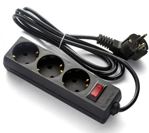 ExeGate Удлинитель EC-3-3B EX279351RUS черный 3 евророзетки с заземлением, 3м, защита от перегрузки, выключатель с подсветкой