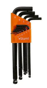 Sturm Набор шестигранных ключей с шаром 1, 5-10 мм, CrV, 7шт, оксидированное покрытие 1045-04-10Bx10
