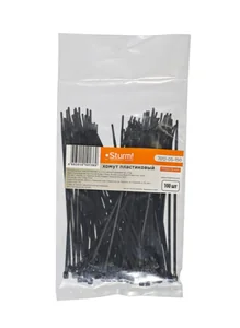 Sturm Хомуты пластмассовые черные, 150 х 2, 5 мм, 100 шт/уп 7012-05-150