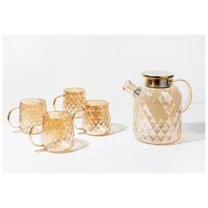 Mallony Набор из 5 предметов AROMA:кувшин 1,8 л + 4 кружки по 300 мл из рельефного цветного стекла 107859-SК