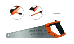 Sturm Ножовка по дереву, с карандашом, 400мм, 11-12TPI, 3D, серия Кулибин, 1060-11-4011