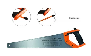 Sturm Ножовка по дереву, с карандашом, 500мм, 7-8TPI, 3D, серия Кулибин, 1060-11-5007