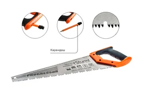 Sturm Ножовка для мокр. дерева, с карандашом,450мм,7-8TPI,3D, серия Кулибин, 1060-12-4507