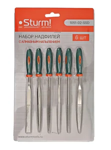 Sturm Набор надфилей 6 шт, алмазное напыление, обрезиненная рукоятка 1051-02-SSD