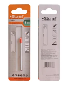 Sturm Сверло по стеклу и кафелю, 5мм, круглый хвостовик, 2 грани, 1055-03-05