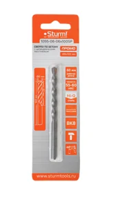 Sturm Сверло по бетону, 6x120мм, твердосплавная напайка BK8, цилиндрический хвостовик 1055-06-06x100SP