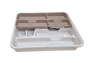 DD STYLE Лоток для столовых приборов на 10 секц. СЛОН КОСТЬ/ТЕПЛЫЙ СЕРЫЙ14004