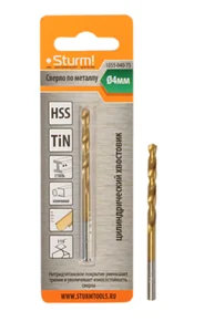 Sturm Сверло по металлу 4,0х75 мм, сталь HSS, нитридтитан., 118° ,блистер 1 шт 1055-040-75