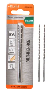 Sturm Cверло по металлу 2,5х95 мм, сталь HSS, удлинен., 118° ,блистер 2 шт 1055-025-95L