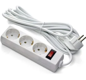 ExeGate Удлинитель EC-3-3W EX279354RUS белый 3 евророзетки с заземлением, 3м, защита от перегрузки, выключатель с подсветкой