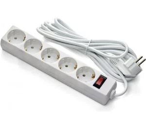 ExeGate Удлинитель EC-5-5W EX279359RUS белый 5 евророзетки с заземлением, 5м, защита от перегрузки, выключатель с подсветкой