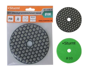 Sturm Алмазный гибкий шлифовальный круг, 100 мм, P30, сухое шлиф., 1 шт. 9012-D100-30