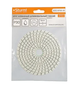Sturm Алмазный гибкий шлифовальный круг, 100 мм, P30, мокрое шлиф., 1 шт. 9012-W100-30